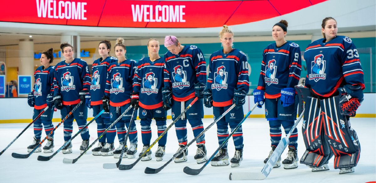 The players of the Metropolitan Riveters, a women’s ice hockey team  Source: Riveters.premierhockeyfederation.com