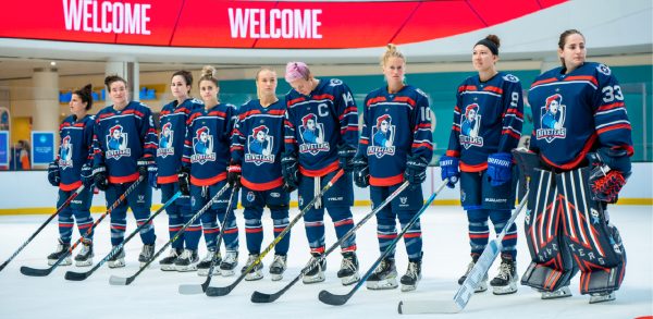The players of the Metropolitan Riveters, a women’s ice hockey team  Source: Riveters.premierhockeyfederation.com