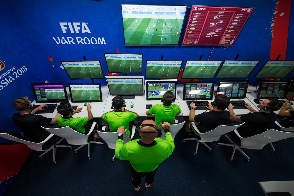 The VAR team overseeing the France vs Peru game in the 2018 World Cup

Credit: FIFA via Getty Images