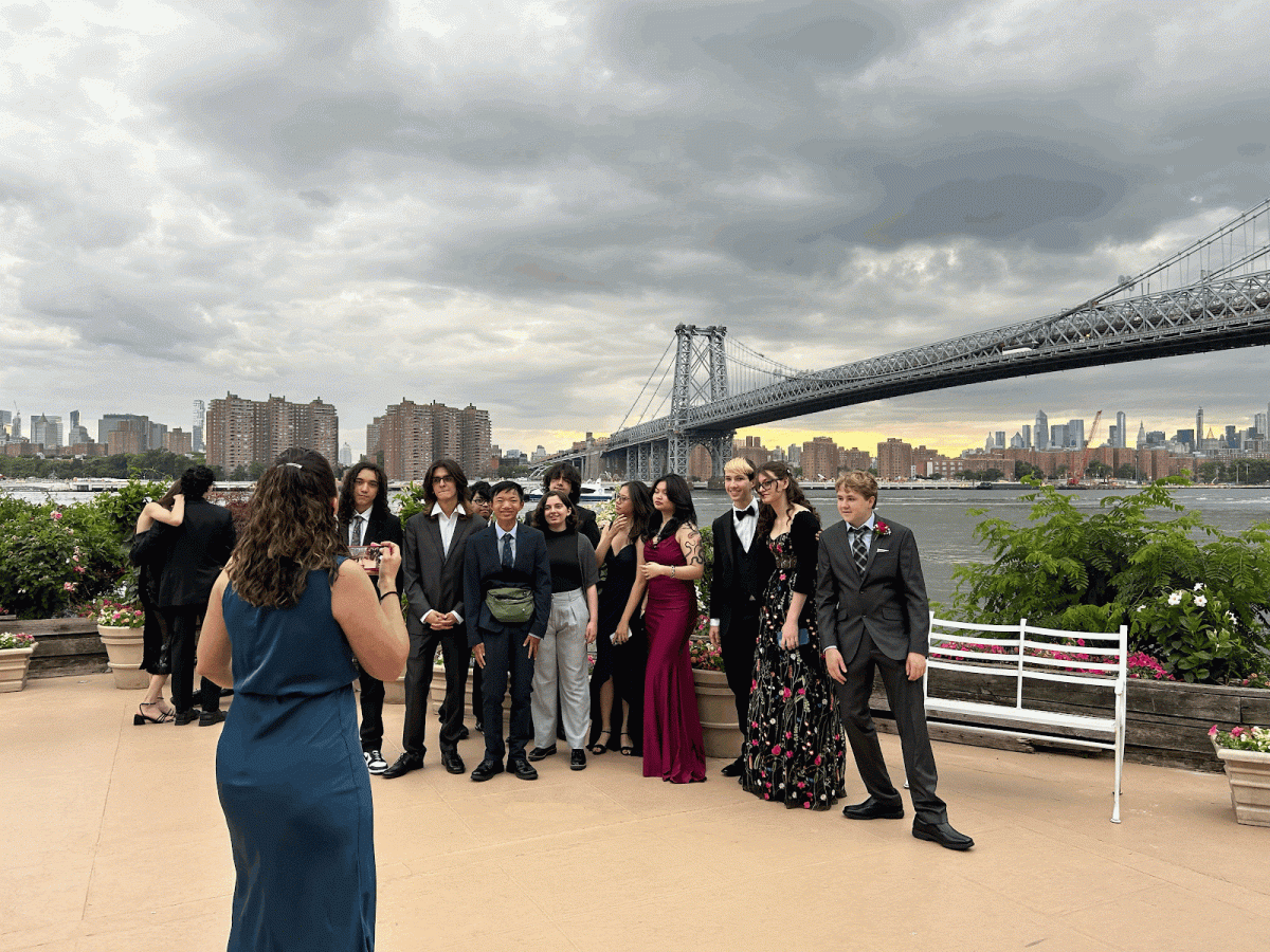 Students lined up for a photo in front of the bridge: Kamil Rampatsingh, Albin Rahman, Hao Gillooly, Kevin Basko, Chandra Trivedi, Nicole Chan, Elain Chan, Zachary Semple, Finley Eisenbeerg, Roman Wugalter (listed left to right)