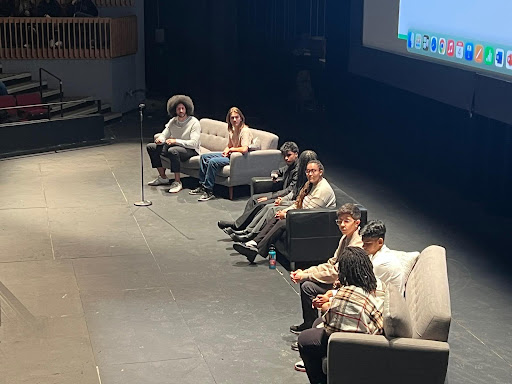 The Student Leaders Panel hosted by Colin Kaepernick (far left) convene to “discuss” the benefits of AI in schools. 