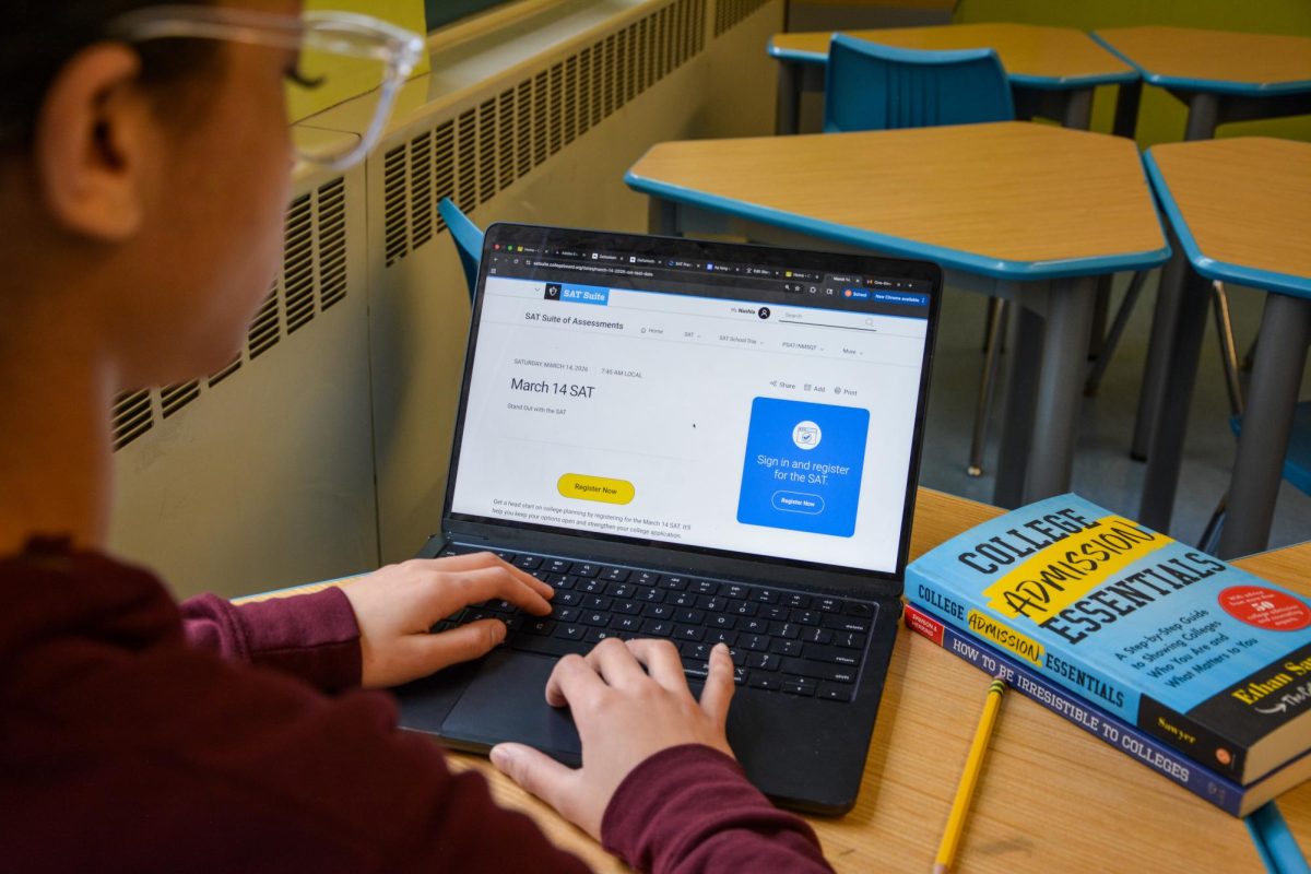 Junior Charlize Longville studying for SAT after getting news that test optional is becoming a thing of the past 